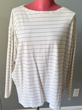 Lululemon W’s Back in Action LS, ‘Short Serve Stripe White Black’, size 10